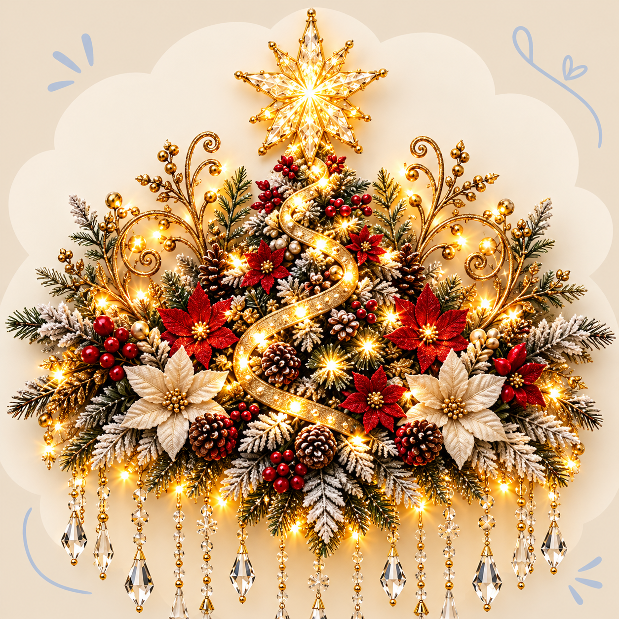 Lighted Christmas Tree and Village Wall Decoration