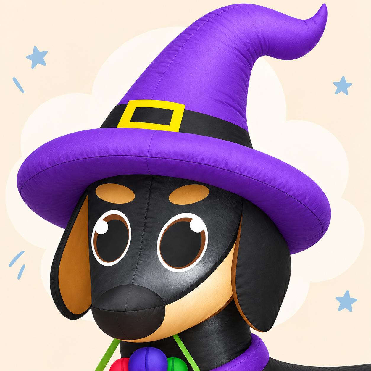 Halloween Dachshund Inflatable with Witch Hat and Pumpkin