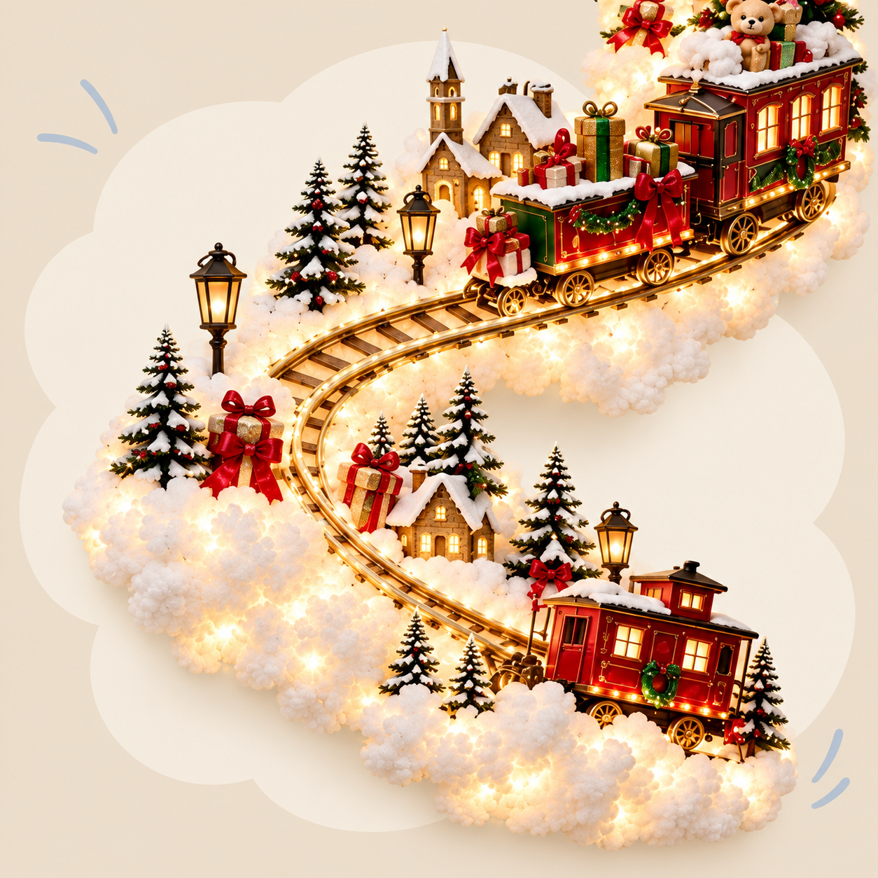 Christmas Train Winding-Path Wall Decoration