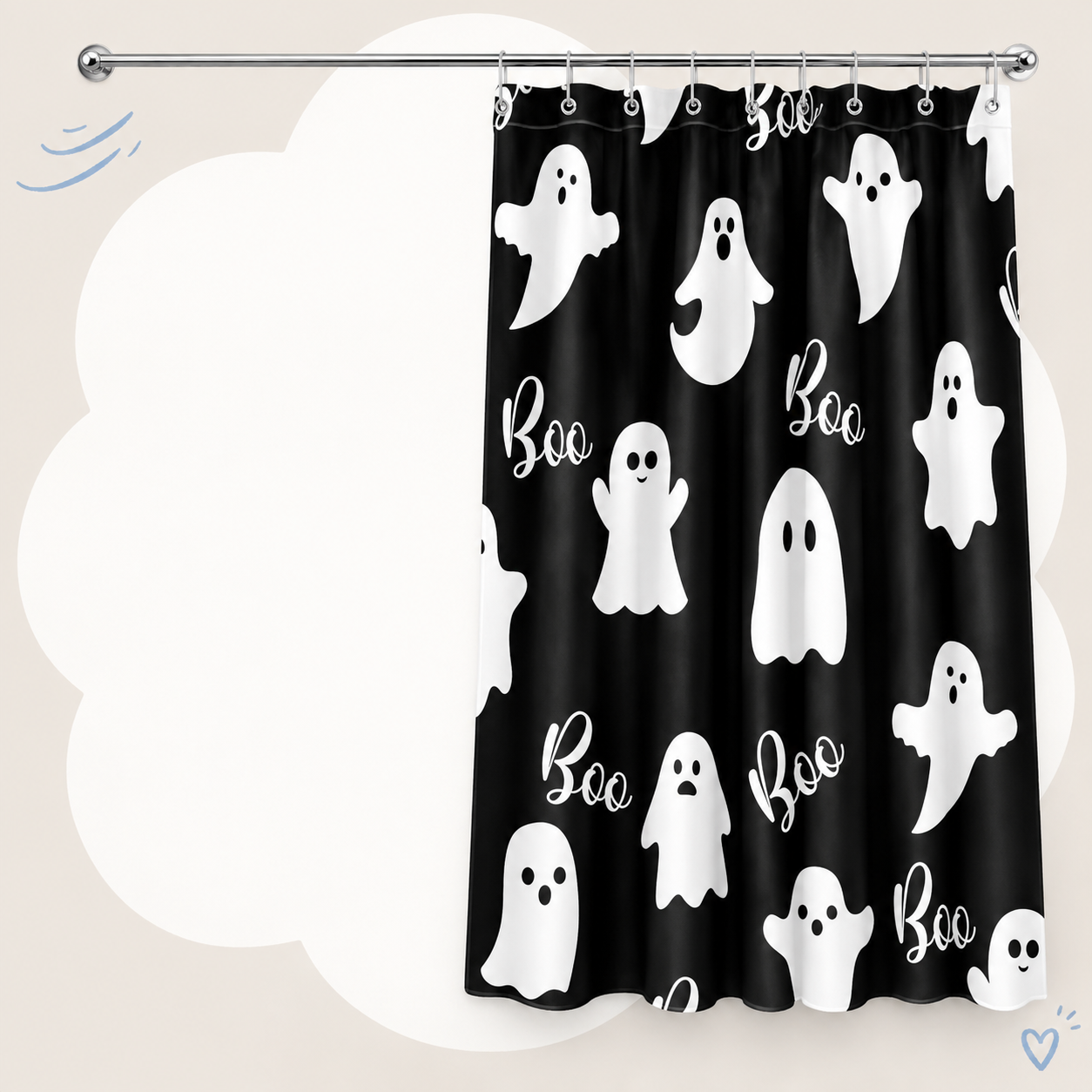Boo Ghost Halloween Shower Curtain