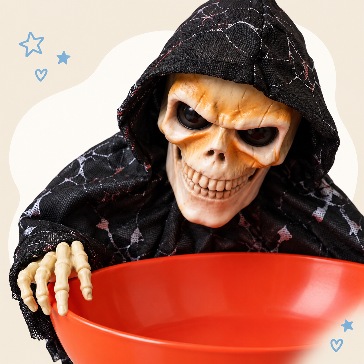 Hooded Skeleton Halloween Candy Bowl
