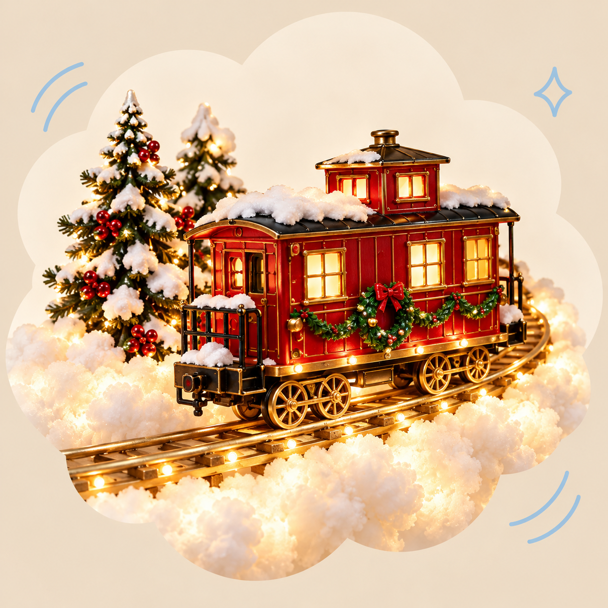 Christmas Train Winding-Path Wall Decoration