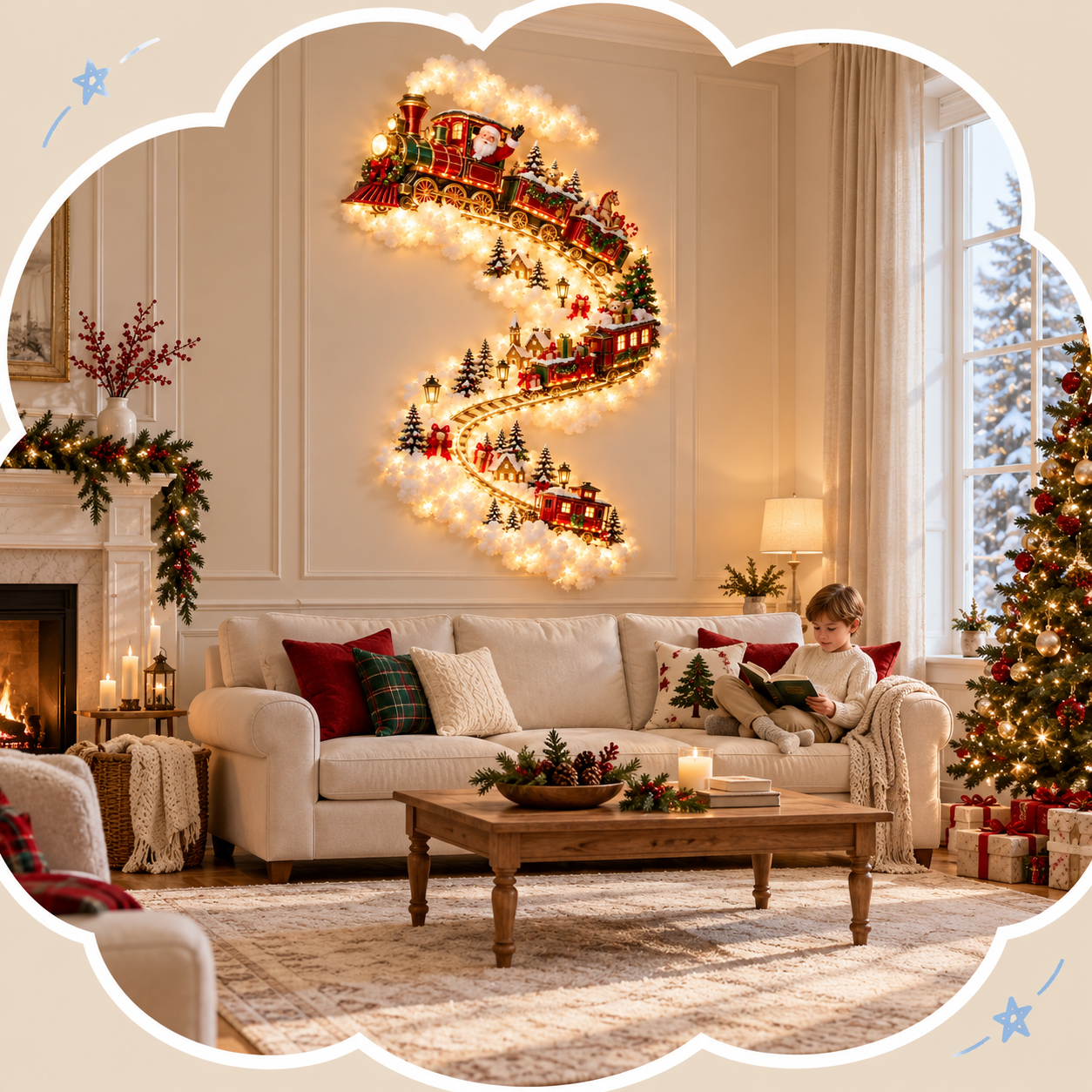 Christmas Train Winding-Path Wall Decoration