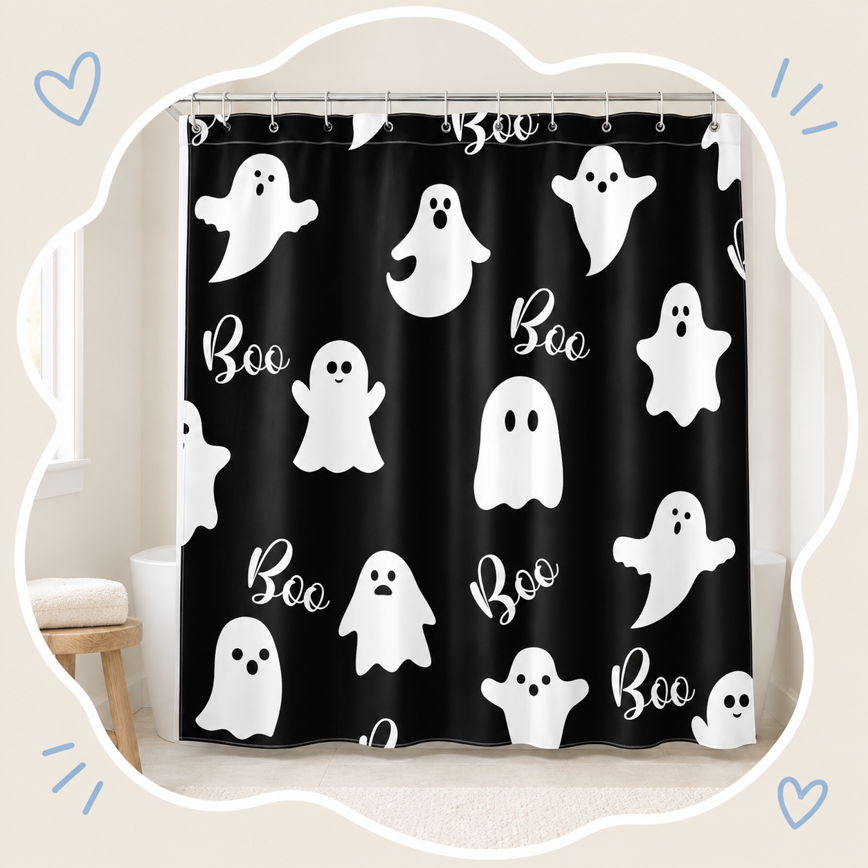Boo Ghost Halloween Shower Curtain