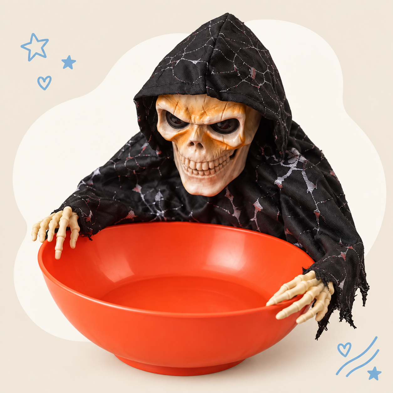 Hooded Skeleton Halloween Candy Bowl