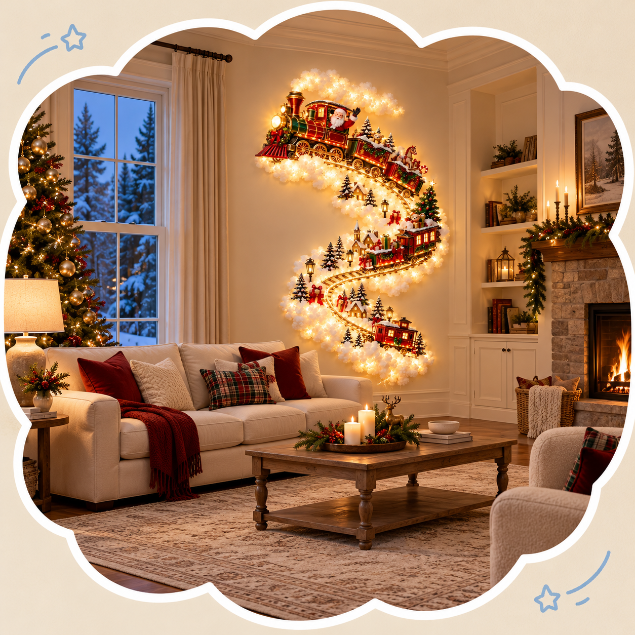 Christmas Train Winding-Path Wall Decoration