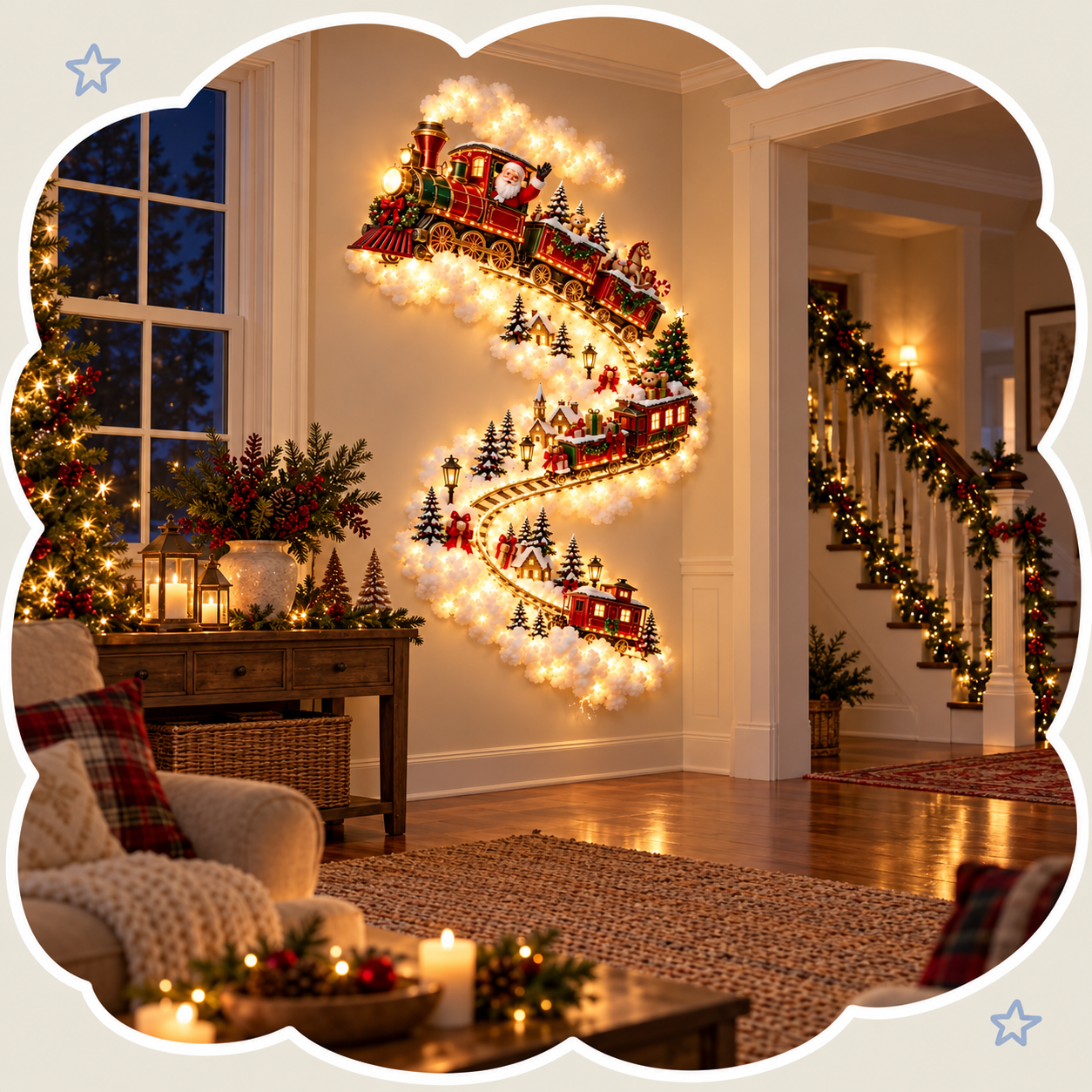 Christmas Train Winding-Path Wall Decoration