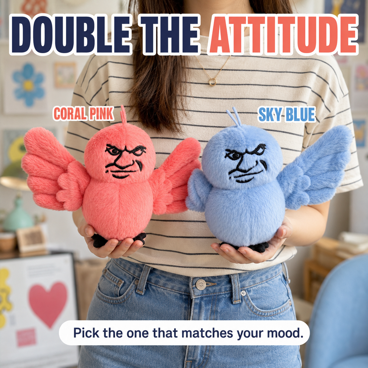 Unbothered Bird Plush – Funny Attitude Desk Buddy