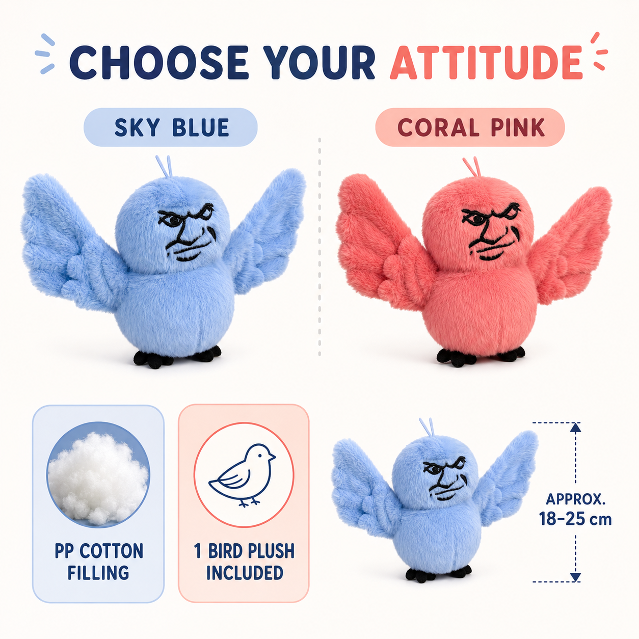 Unbothered Bird Plush – Funny Attitude Desk Buddy
