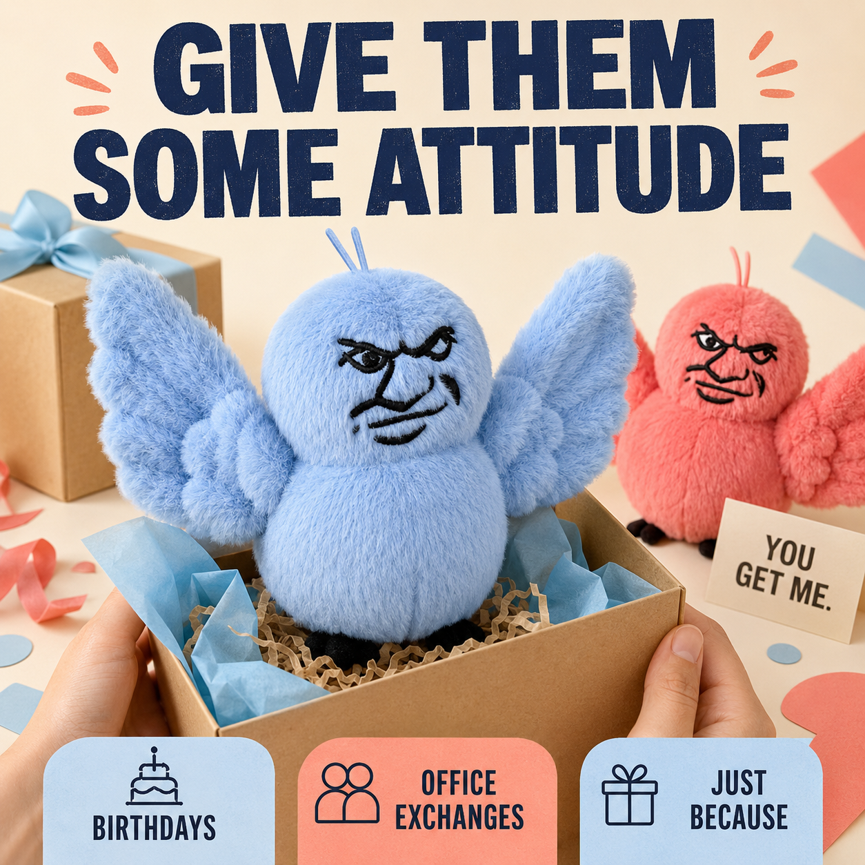 Unbothered Bird Plush – Funny Attitude Desk Buddy