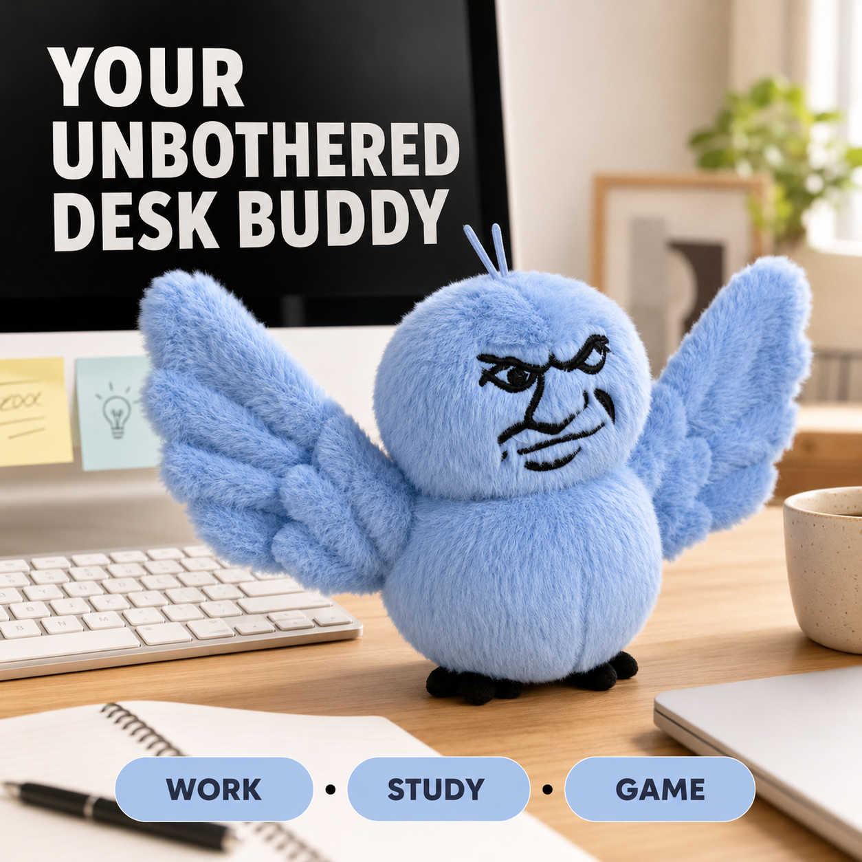 Unbothered Bird Plush – Funny Attitude Desk Buddy