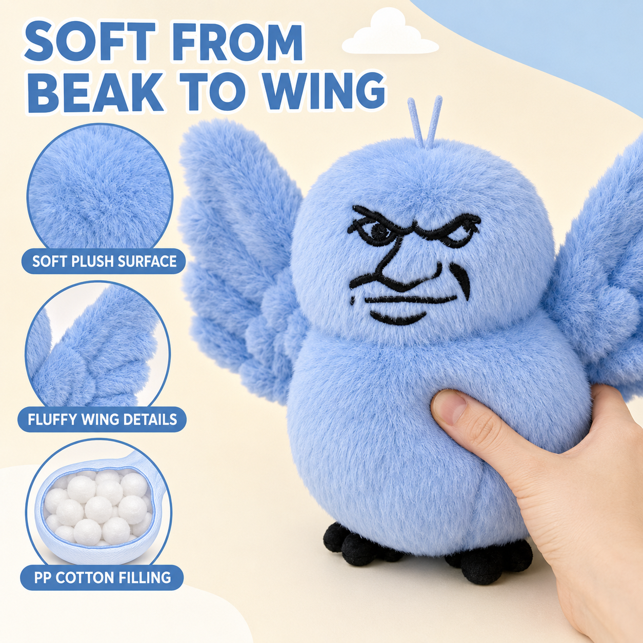 Unbothered Bird Plush – Funny Attitude Desk Buddy