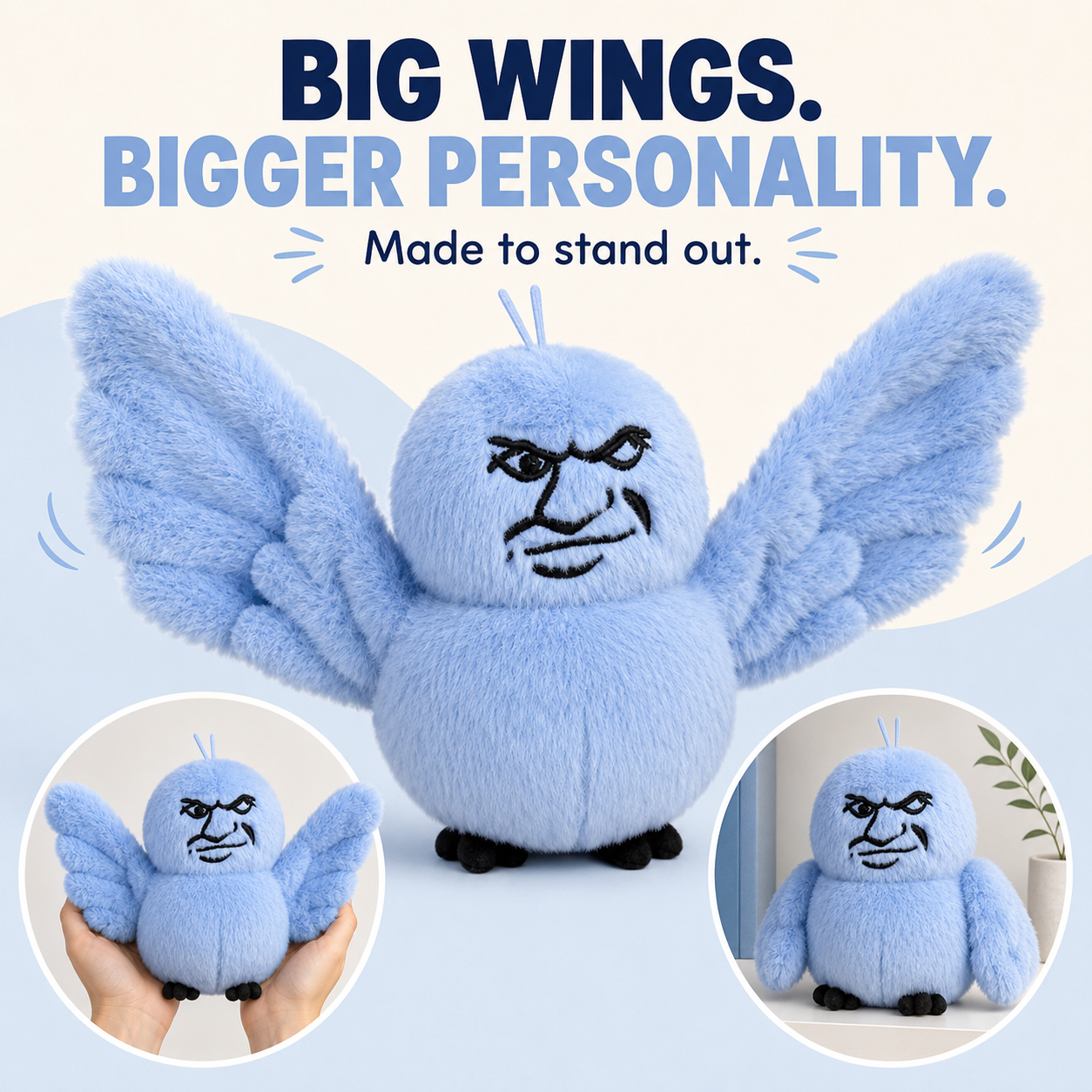 Unbothered Bird Plush – Funny Attitude Desk Buddy