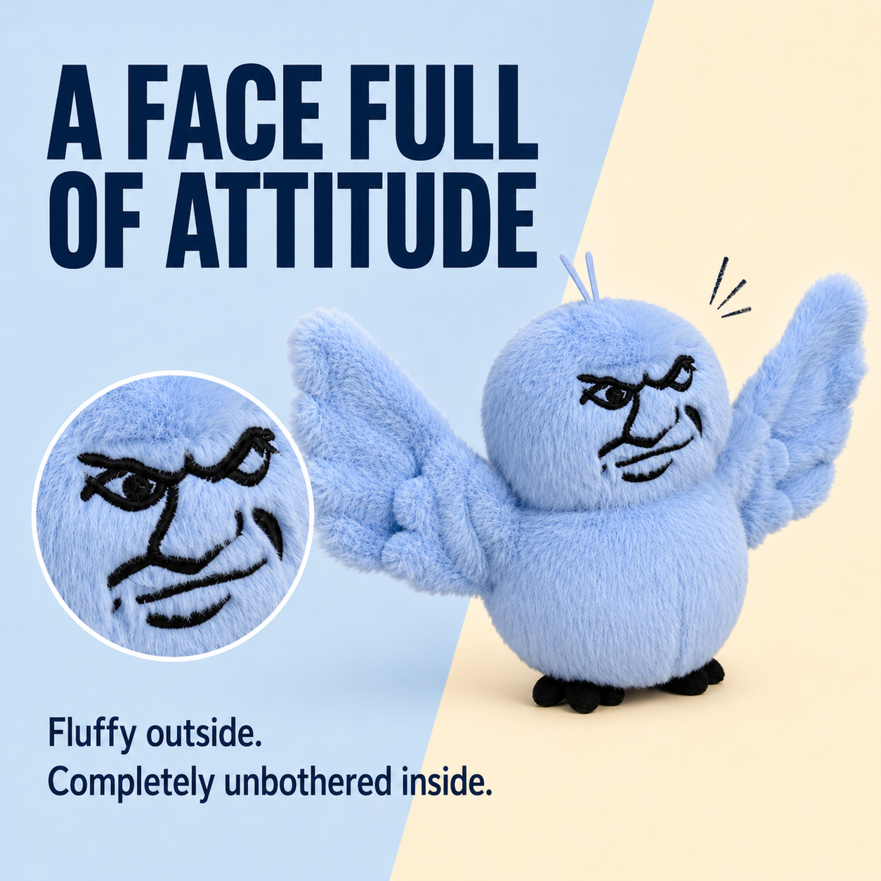Unbothered Bird Plush – Funny Attitude Desk Buddy