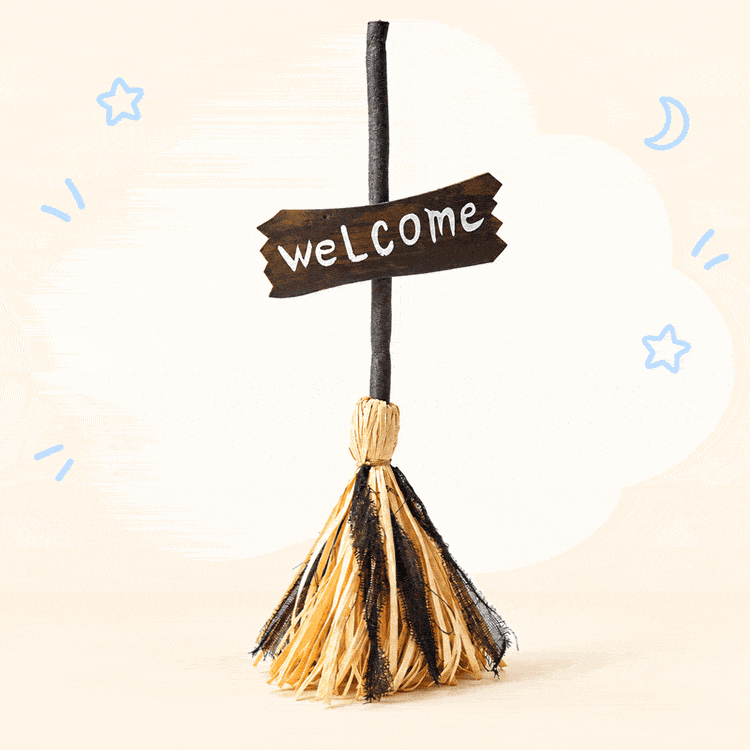 Light-Up Witch Broom with Music and Welcome Sign