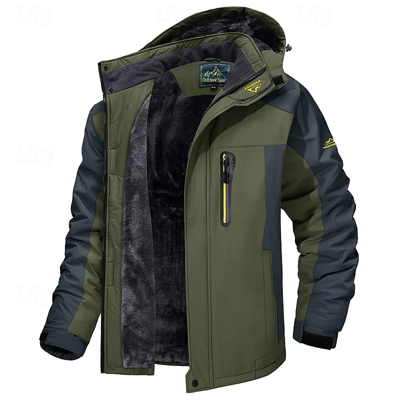 Men's Hoodie Jacket Ski Jacket Hiking Fleece Jacket Winter Outdoor Thermal Warm Fleece Lining Waterproof Windproof Outerwear Windbreaker Softshell Jacket Coat Skiing Ski Snowboard Fishing Black 2024 - $54.99 –P8