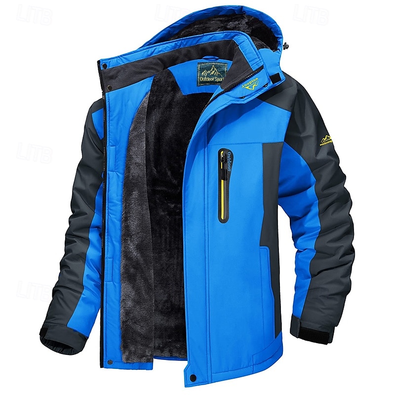 Men's Hoodie Jacket Ski Jacket Hiking Fleece Jacket Winter Outdoor Thermal Warm Fleece Lining Waterproof Windproof Outerwear Windbreaker Softshell Jacket Coat Skiing Ski Snowboard Fishing Black 2024 - $54.99 –P7