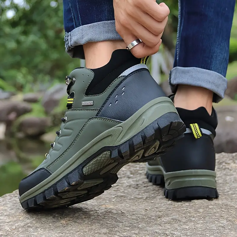 mens outdoor fuzz lined hiking shoes comfortable arch support non slip mountaineering travel sneakers details 9