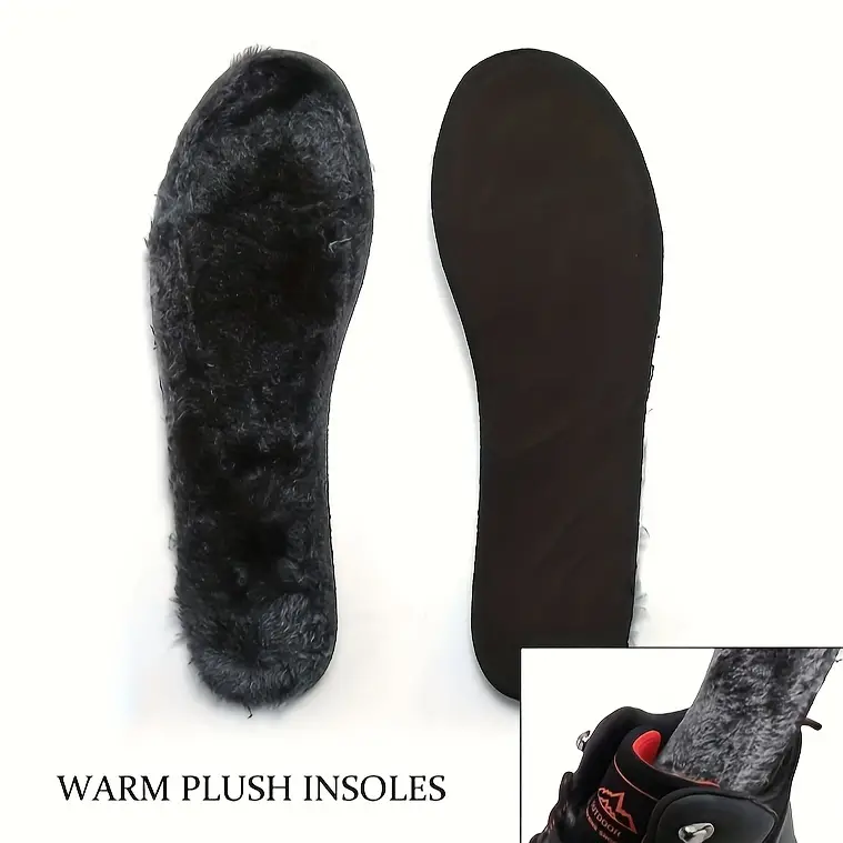 mens outdoor fuzz lined hiking shoes comfortable arch support non slip mountaineering travel sneakers details 5