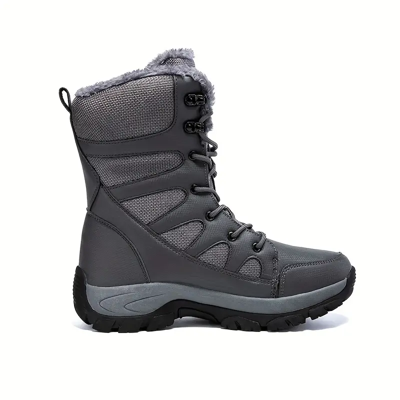 mens mid calf snow boots winter thermal shoes windproof hiking boots with fuzzy lining details 6