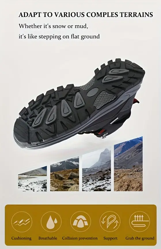 mens outdoor fuzz lined hiking shoes comfortable arch support non slip mountaineering travel sneakers details 4