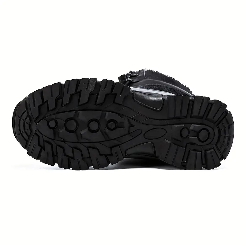 mens mid calf snow boots winter thermal shoes windproof hiking boots with fuzzy lining details 2