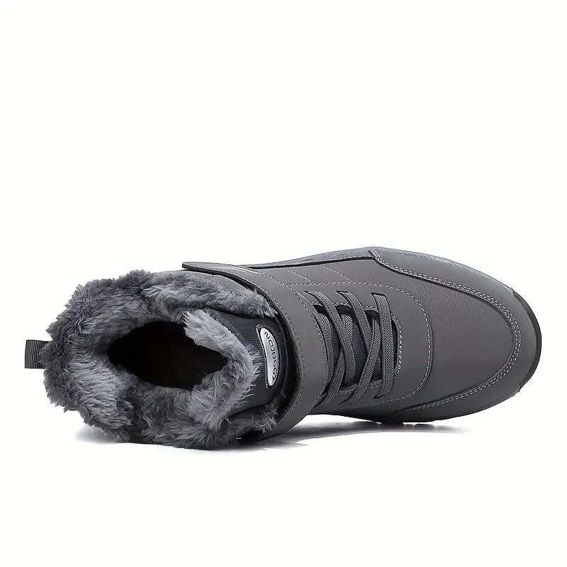 mens slip resistant snow boots winter thermal shoes windproof hiking boots with fuzzy lining details 4