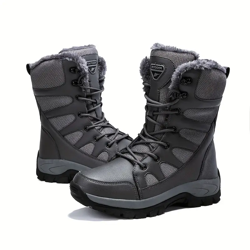 mens mid calf snow boots winter thermal shoes windproof hiking boots with fuzzy lining details 8