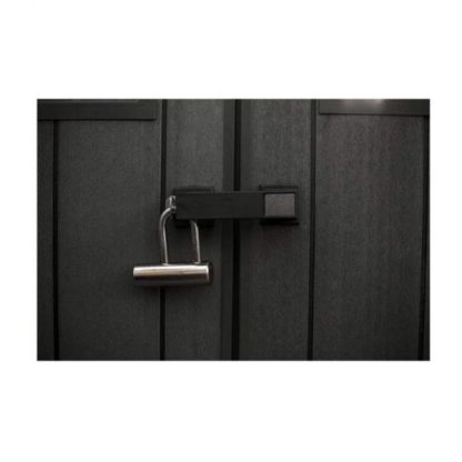 7.5 7 Large Resin Outdoor Storage Shed Kit C Perfect to Store Patio Furniture, Garden Tools, Bike Accessories, and Lawn Mower, Mahogany Brown