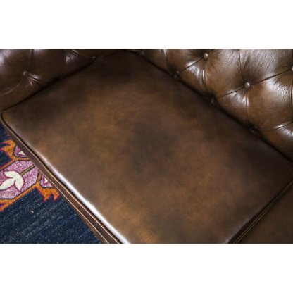 Owen 84 Genuine Leather Rolled Arm Chesterfield Sofa