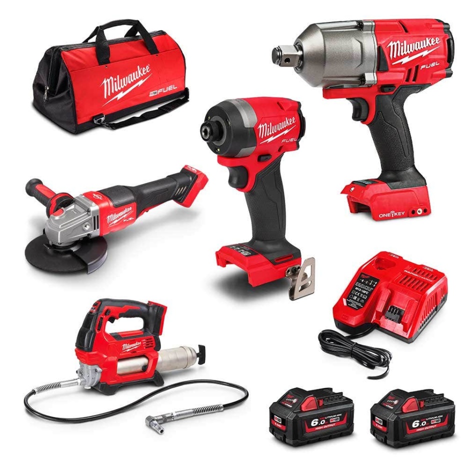 MILWAUKEE 18V FUEL 4 Piece 2 x 6.0Ah Combo Kit M18FPP4K3602B
