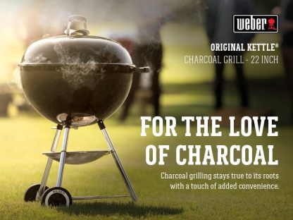Weber Original Kettle Charcoal Grill, 22-Inch, Black – Classic Outdoor BBQ Grill with One‑Touch
