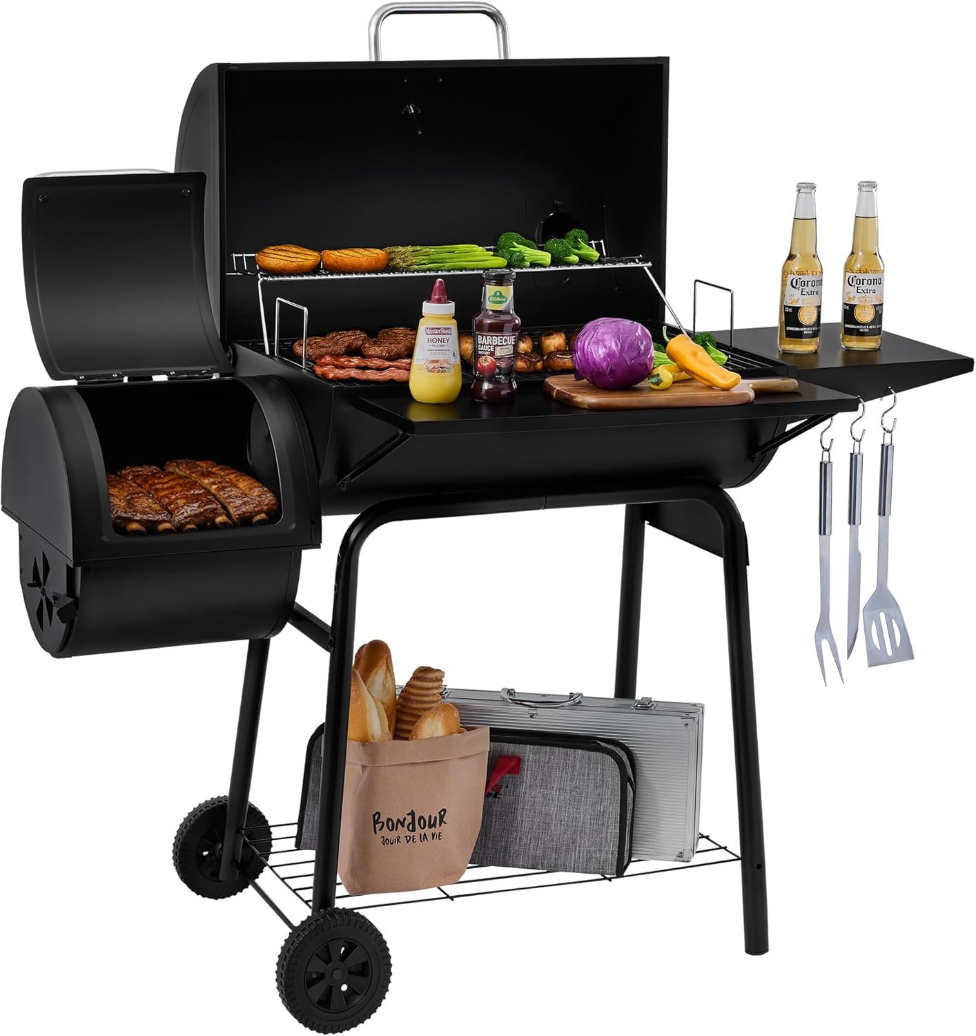 Royal Gourmet CC1830S BBQ Charcoal Grill and Offset Smoker | 823 Square Inch cooking surface