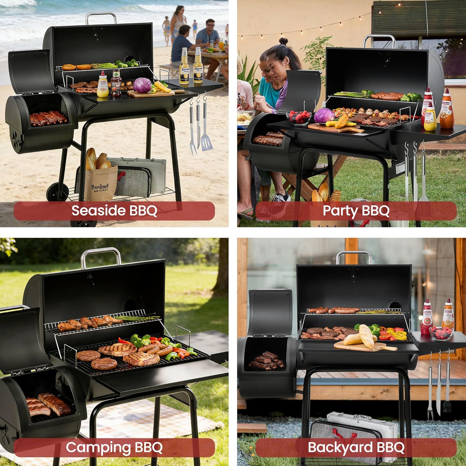 Royal Gourmet CC1830S BBQ Charcoal Grill and Offset Smoker | 823 Square Inch cooking surface