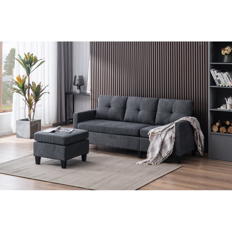 Almendarez 77 ′Wide Reversible Modular Sofa & Chaise With Ottoman