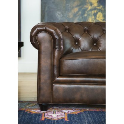 Owen 84 Genuine Leather Rolled Arm Chesterfield Sofa