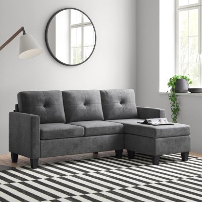 Almendarez 77 ′Wide Reversible Modular Sofa & Chaise With Ottoman