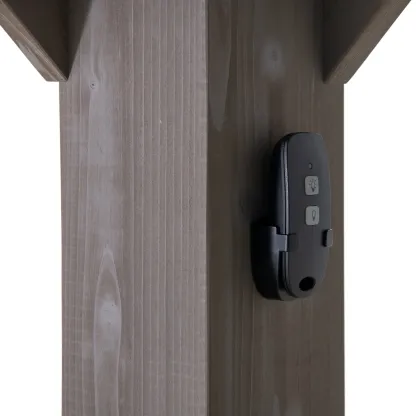 Sunjoy 11 x 13 Grayden Wood Gazebo , Outdoor Patio Solar Powered Hardtop Gazebo with One-Tier Metal Roof, LED Light and Ceiling Hook