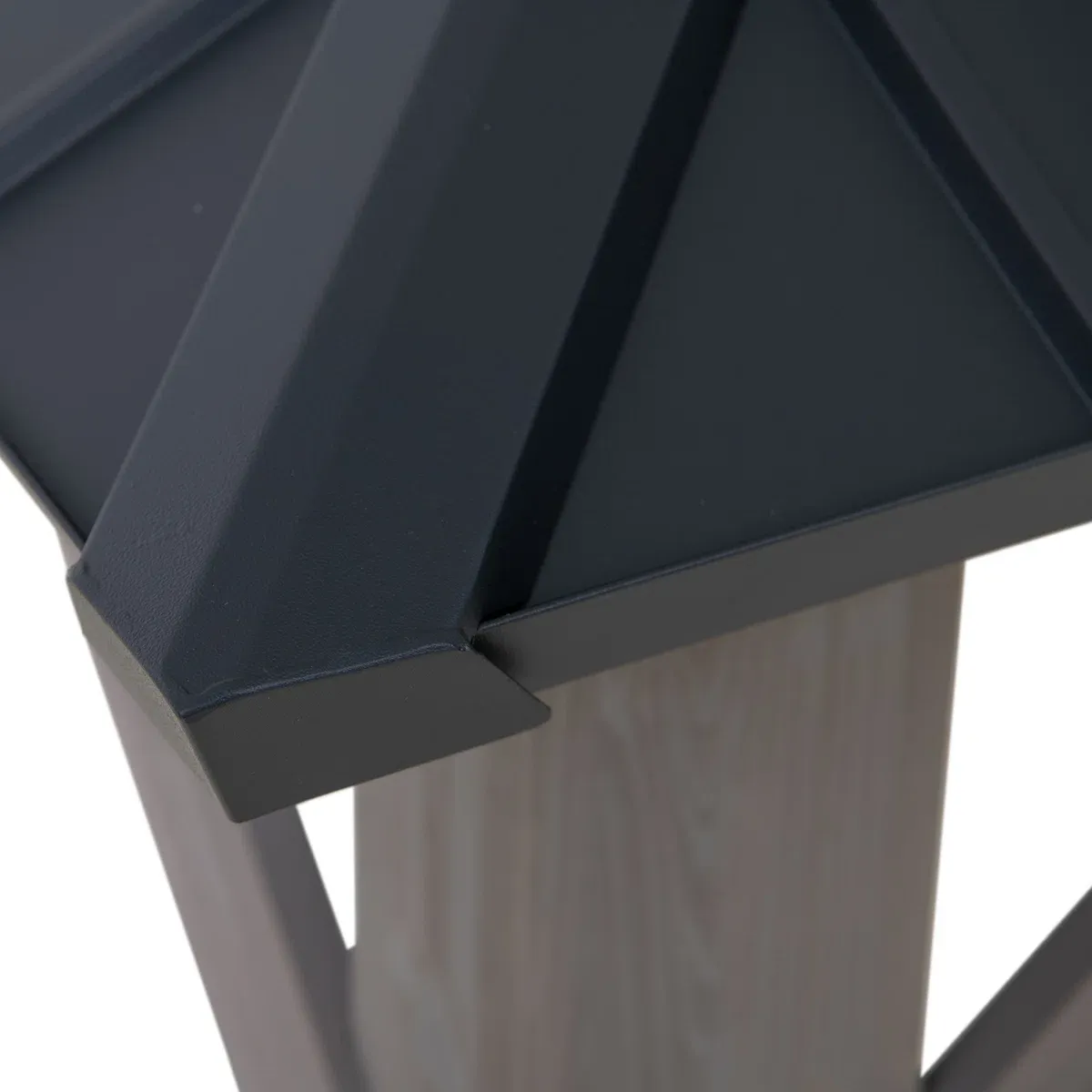 Sunjoy 11 x 13 Grayden Wood Gazebo , Outdoor Patio Solar Powered Hardtop Gazebo with One-Tier Metal Roof, LED Light and Ceiling Hook