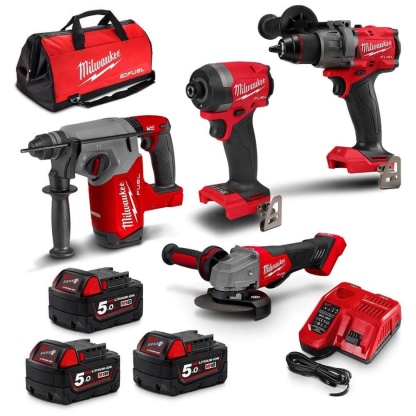 MILWAUKEE 18V FUEL 4 Piece 3 x 5.0Ah Combo Kit M18FPP4A3503B