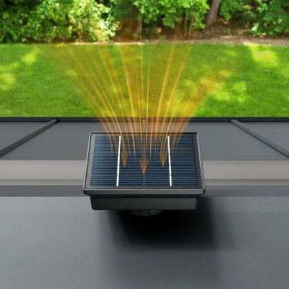 Sunjoy 11 x 13 Grayden Wood Gazebo , Outdoor Patio Solar Powered Hardtop Gazebo with One-Tier Metal Roof, LED Light and Ceiling Hook