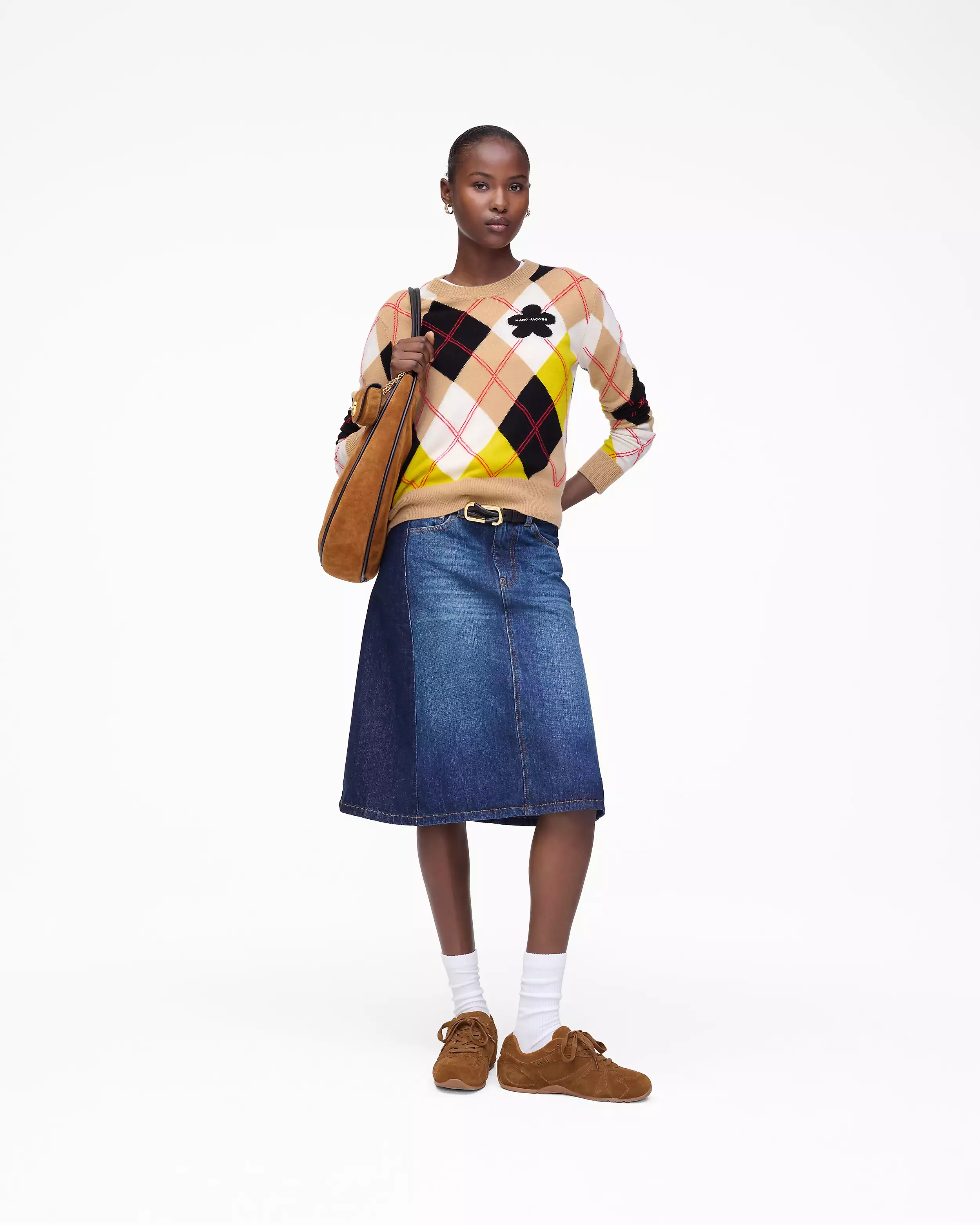 Two Tone Shadow Denim Skirt