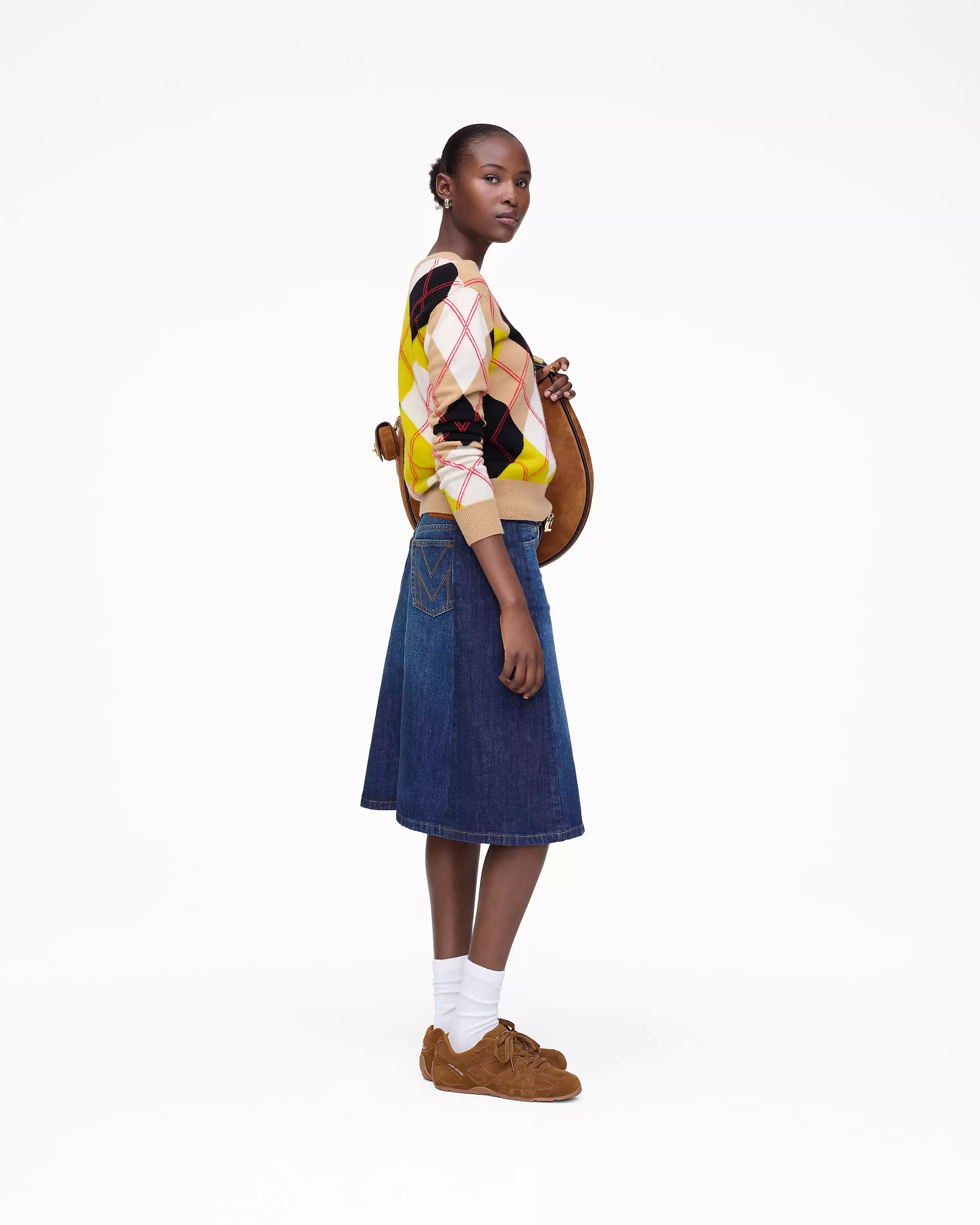 Two Tone Shadow Denim Skirt