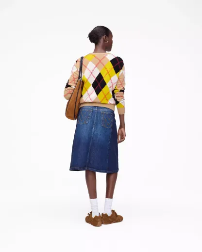 Two Tone Shadow Denim Skirt