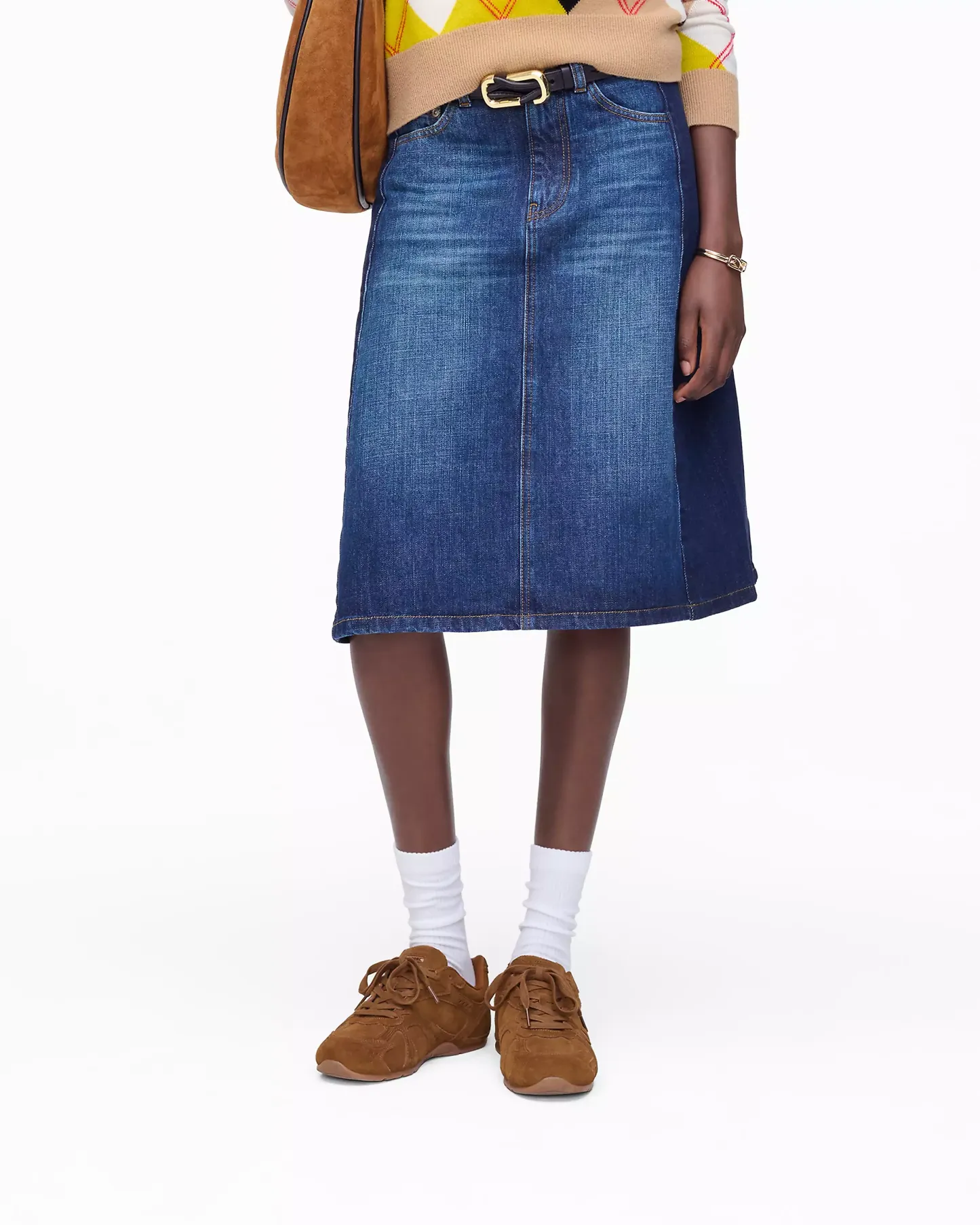 Two Tone Shadow Denim Skirt
