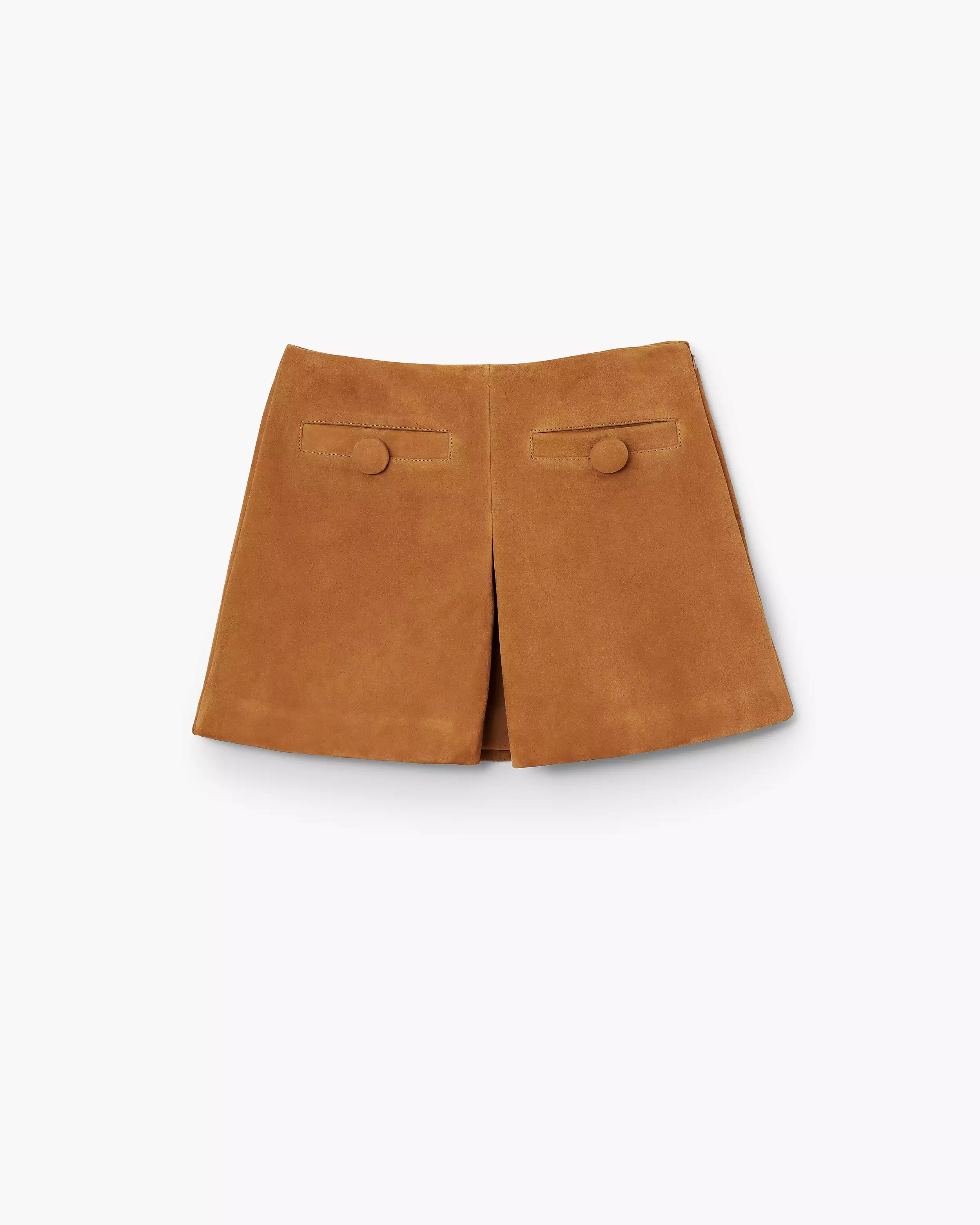 Suede Box Pleat Mini Skirt