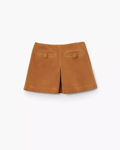 Suede Box Pleat Mini Skirt
