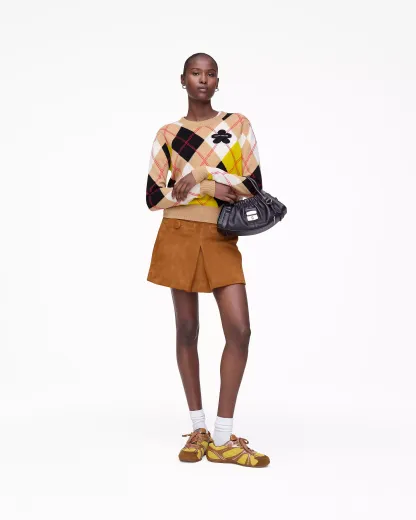 Suede Box Pleat Mini Skirt