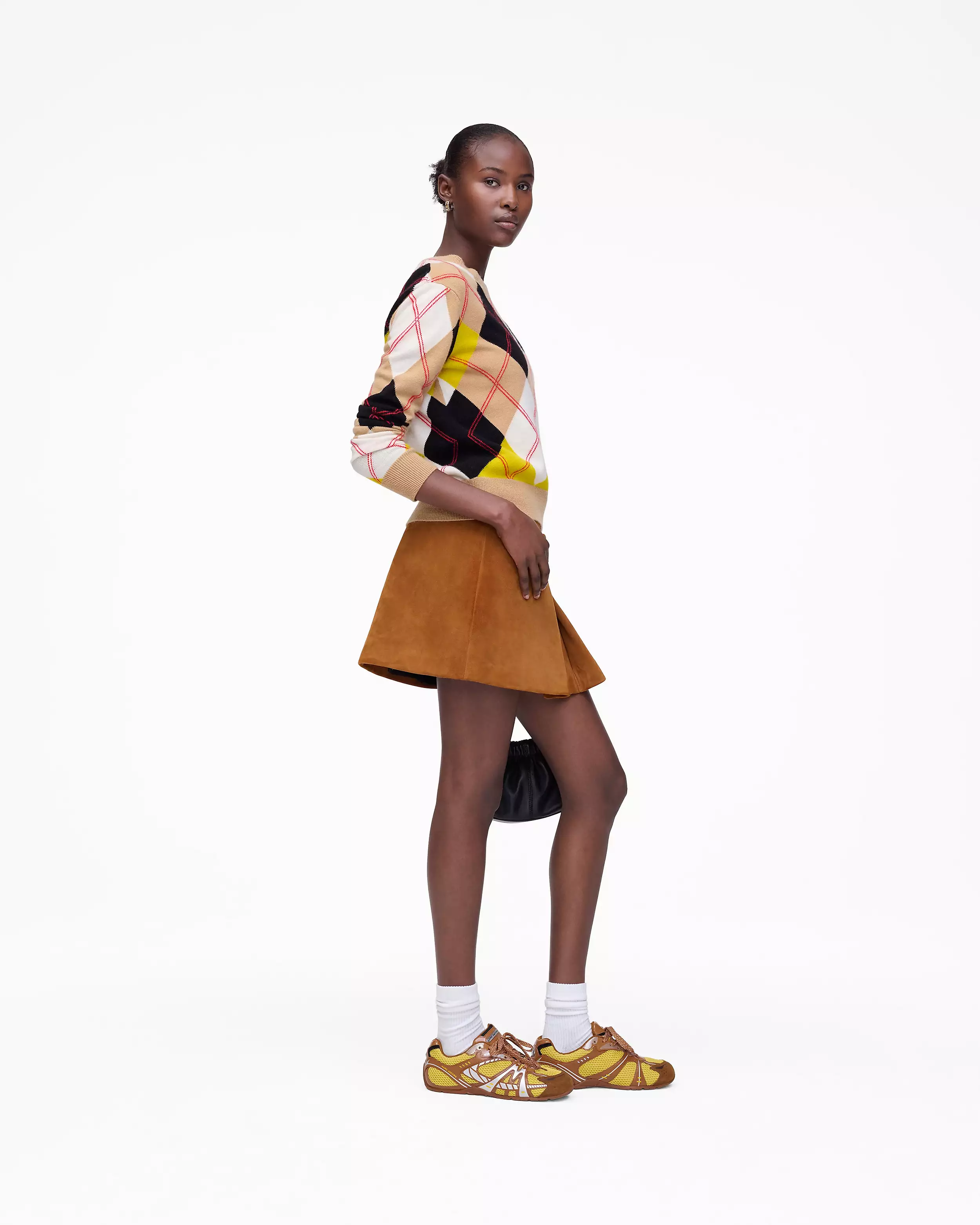 Suede Box Pleat Mini Skirt