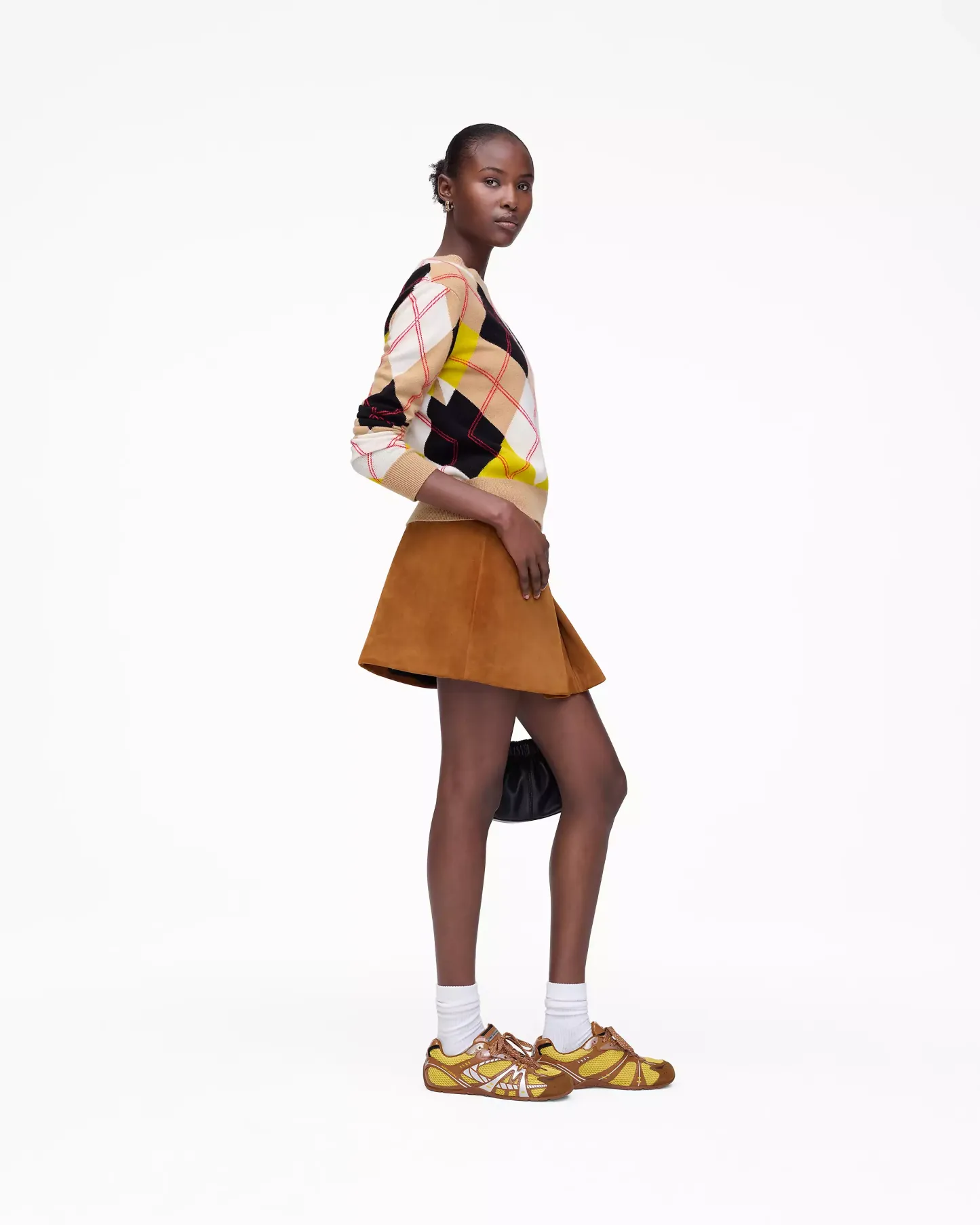 Suede Box Pleat Mini Skirt